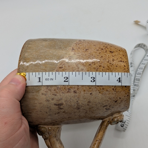 Handmade Earthenware Tan Green Blue Glazed Coffee Mug - Picture 9 of 9